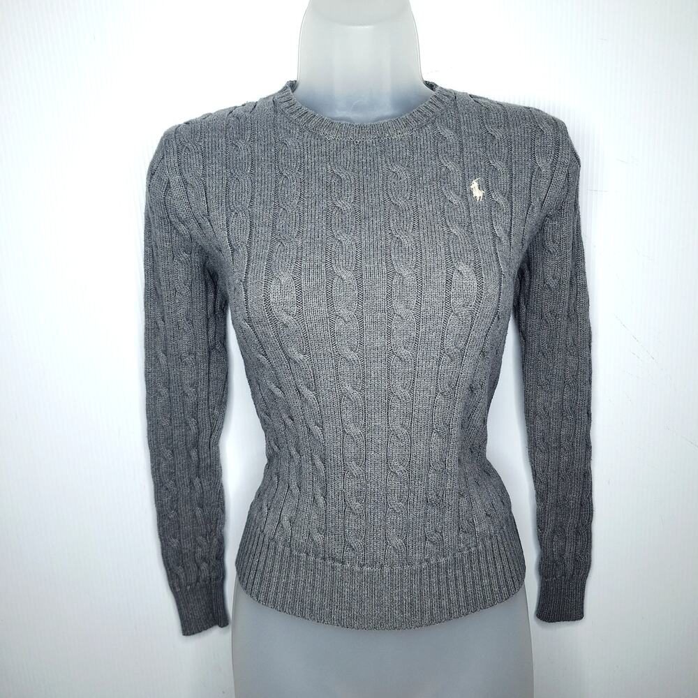 Polo Ralph Lauren Cableknit Sweater Women Small Cotton Crewneck Pullover Classic